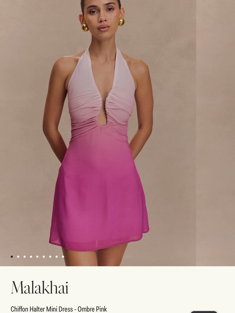 NWT MESHKI MALAKHAI Ombre Pink Chiffon Halter Mini Dress